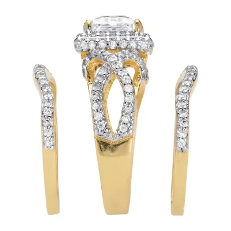 DiamonArt® Womens / CT. T.W. White Cubic Zirconia 14K Gold Over Silver Bridal Set