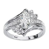 DiamonArt® Womens 1 1/10 CT. T.W.  White Cubic Zirconia Platinum Over Silver Engagement Ring