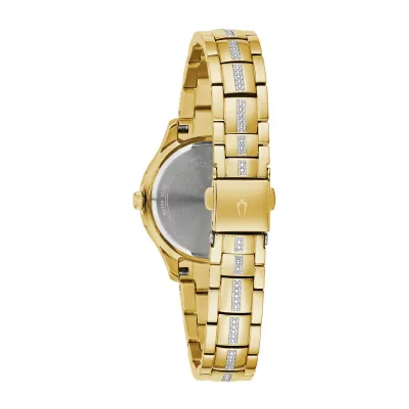 Bulova Crystal Womens Crystal Accent Gold Tone Stainless Steel Bracelet Watch 98l283