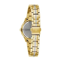 Bulova Crystal Womens Crystal Accent Gold Tone Stainless Steel Bracelet Watch 98l283