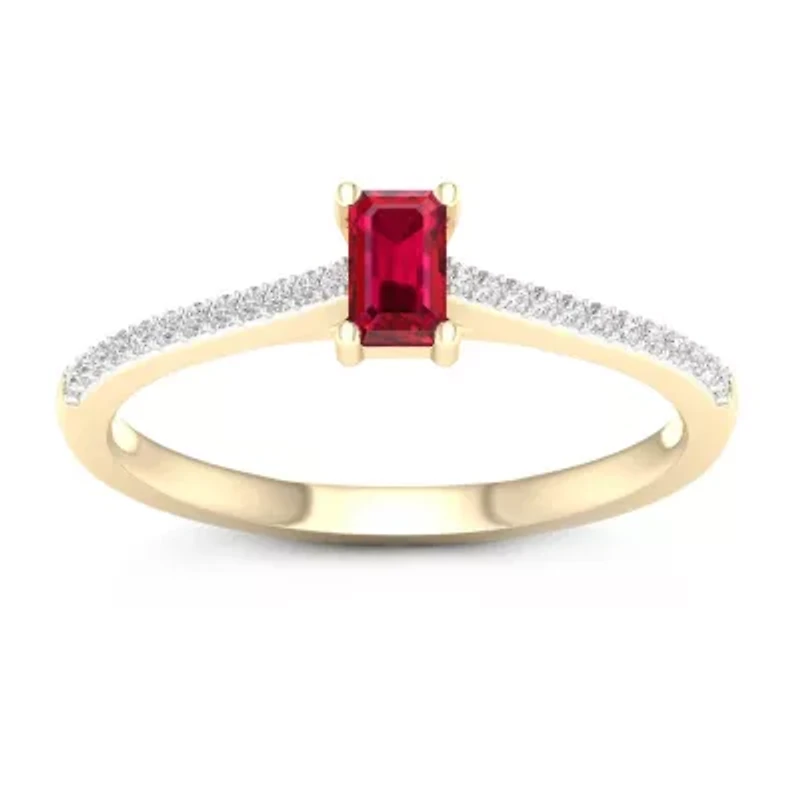Womens Lead Glass-Filled Red Ruby 10K Gold Promise Ring