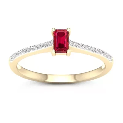 Womens Lead Glass-Filled Red Ruby 10K Gold Promise Ring