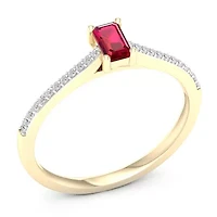 Womens Lead Glass-Filled Red Ruby 10K Gold Promise Ring