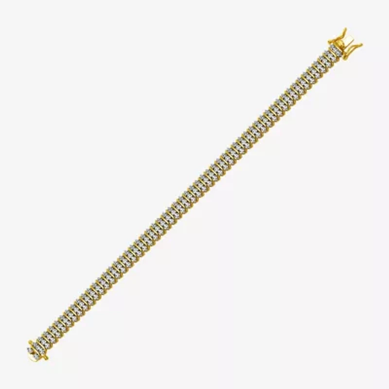 Sparkle Allure Diamond Accent 14K Gold Over Bronze 7.25 Inch Tennis Bracelet