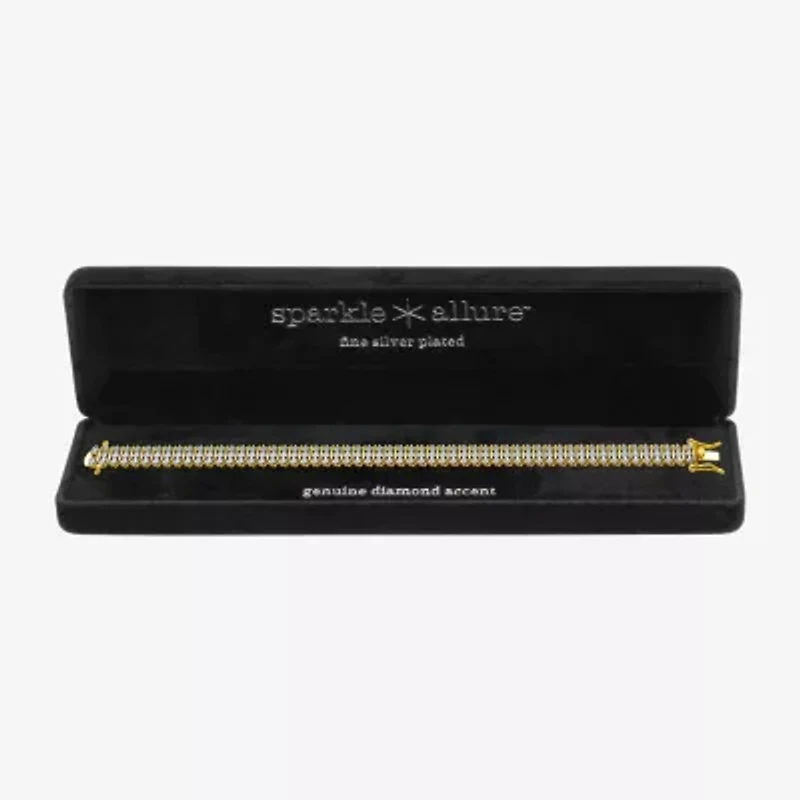 Sparkle Allure Diamond Accent 14K Gold Over Bronze 7.25 Inch Tennis Bracelet