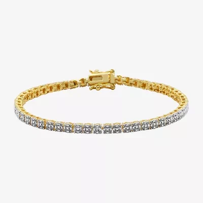 Sparkle Allure Diamond Accent 14K Gold Over Bronze 7.25 Inch Tennis Bracelet