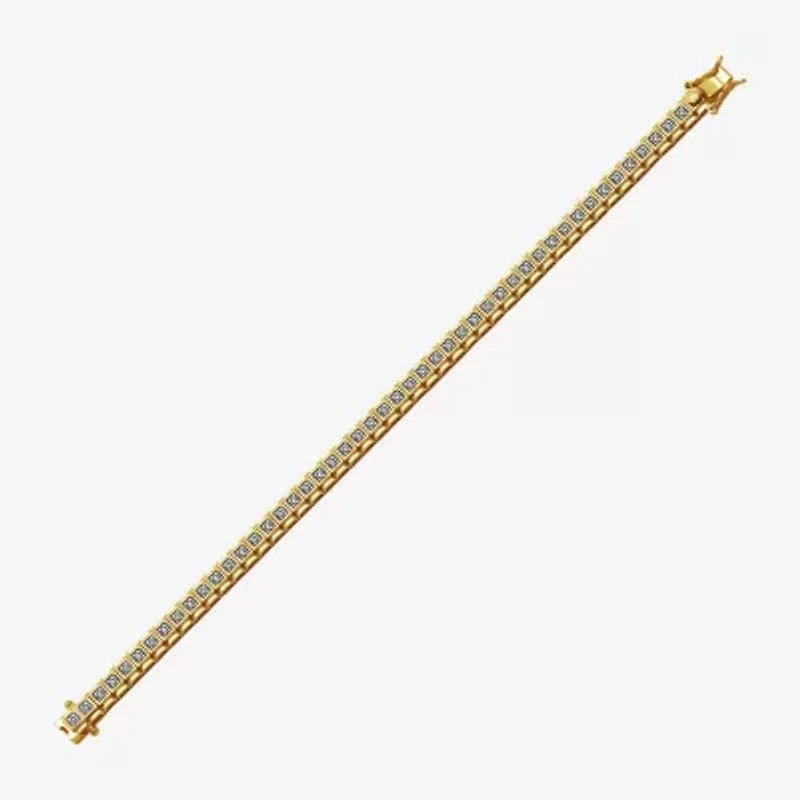 Sparkle Allure Diamond Accent 14K Gold Over Bronze 7.25 Inch Tennis Bracelet