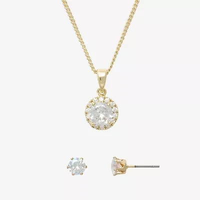 Mixit Womens Cubic Zirconia Round Hypoallergenic 2-pc. Jewelry Set