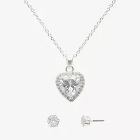 Mixit Womens Cubic Zirconia Heart Hypoallergenic 2-pc. Jewelry Set
