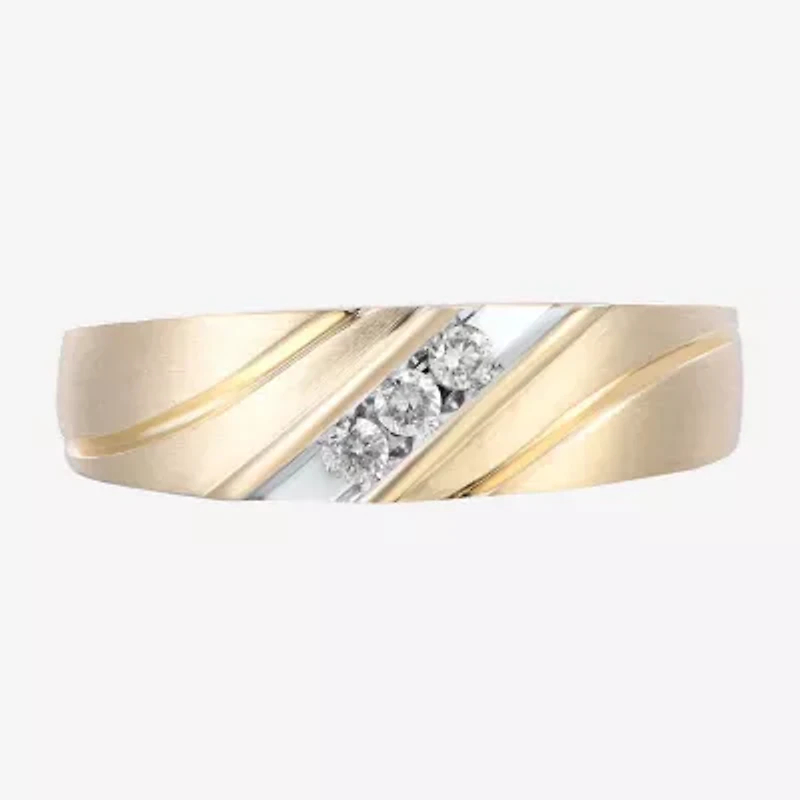 Mens 1/8 CT. T.W. Natural White Diamond 10K Gold Wedding Band