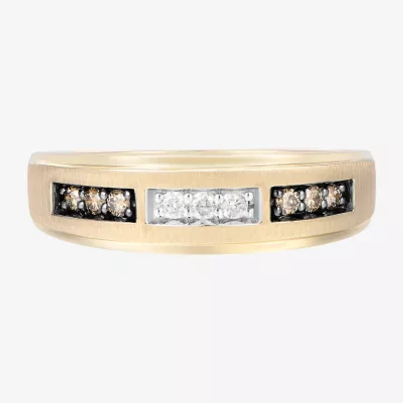 Mens 1/4 CT. T.W. Natural Champagne Diamond 10K Gold Wedding Band