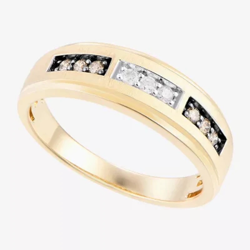 Mens 1/4 CT. T.W. Natural Champagne Diamond 10K Gold Wedding Band