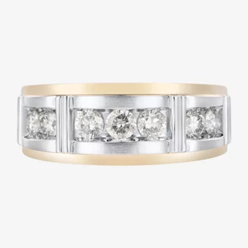 Mens 1 CT. T.W. Natural White Diamond 10K Gold Wedding Band