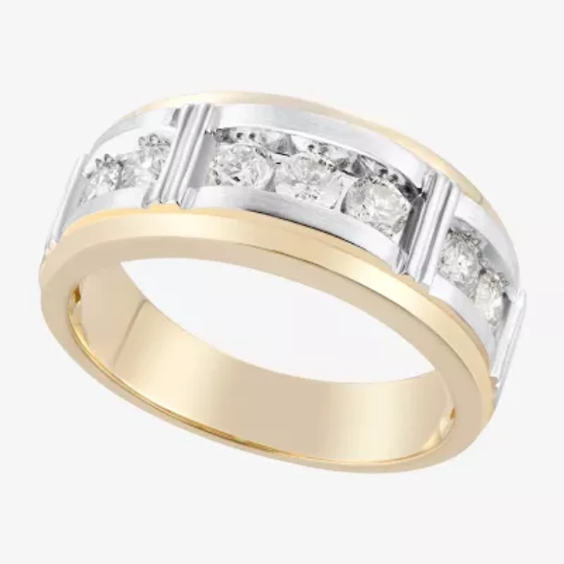 Mens 1 CT. T.W. Natural White Diamond 10K Gold Wedding Band