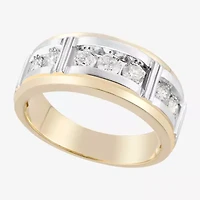 Mens 1 CT. T.W. Natural White Diamond 10K Gold Wedding Band