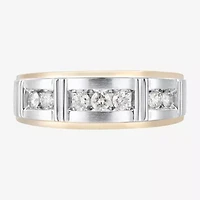 Mens 1/2 CT. T.W. Natural White Diamond 10K Two Tone Gold Wedding Band