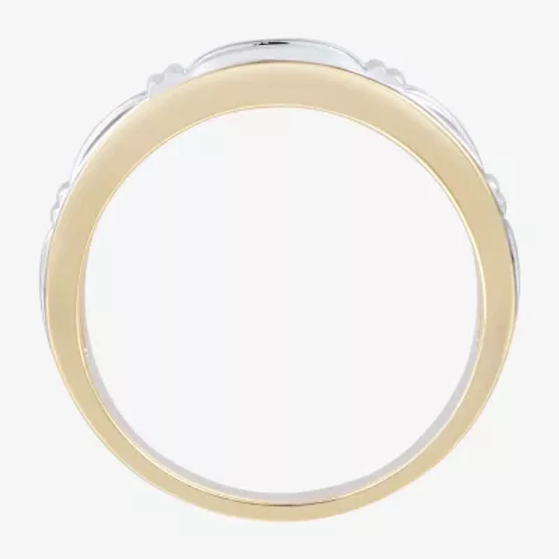 Mens 1/2 CT. T.W. Natural White Diamond 10K Two Tone Gold Wedding Band
