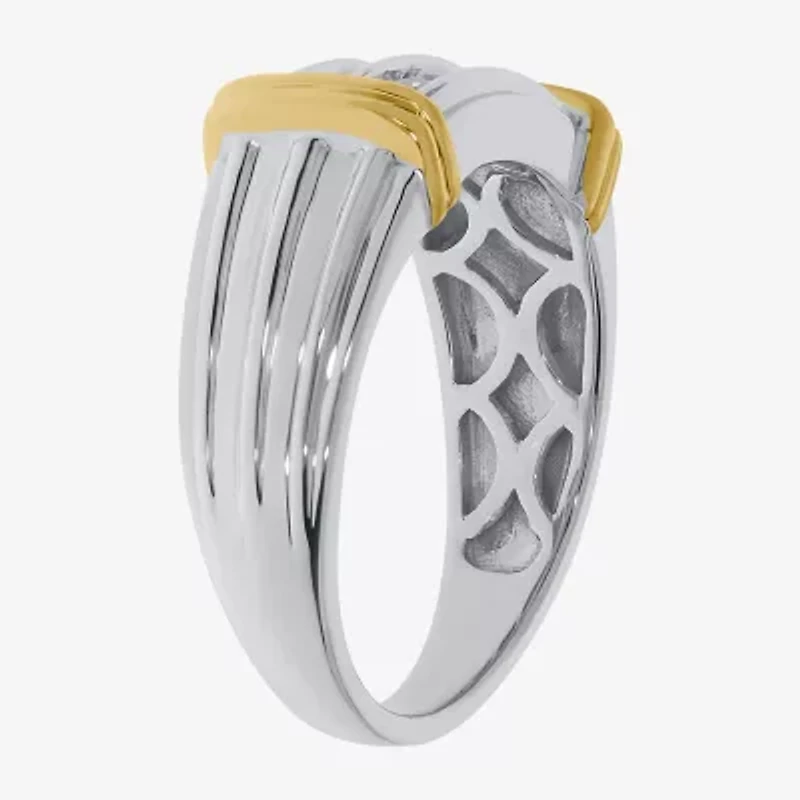Mens 1/2 CT. T.W. Natural White Diamond 14K Gold Over Silver Fashion Ring