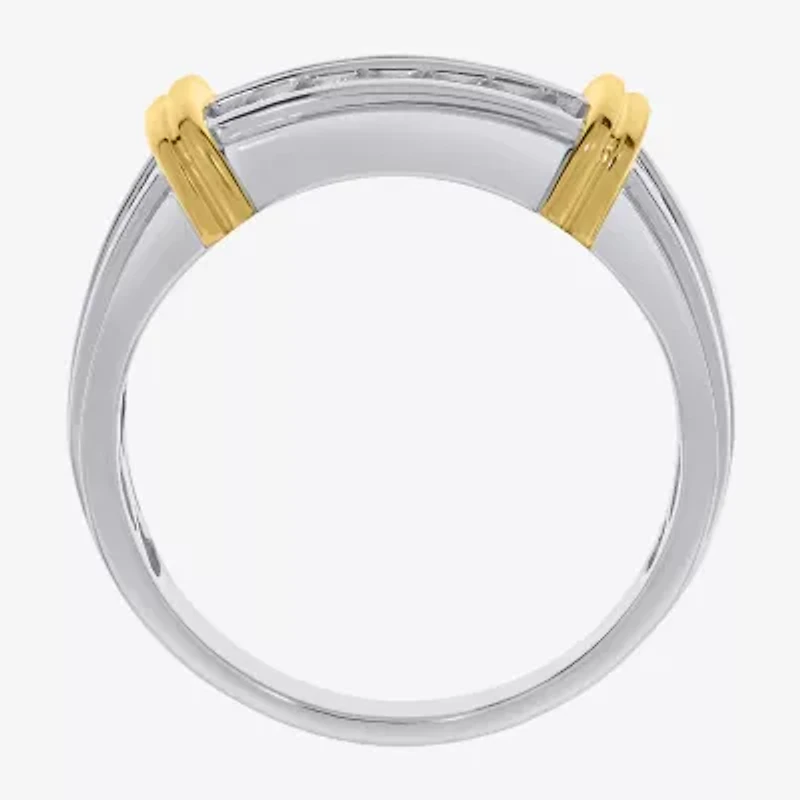 Mens 1/2 CT. T.W. Natural White Diamond 14K Gold Over Silver Fashion Ring
