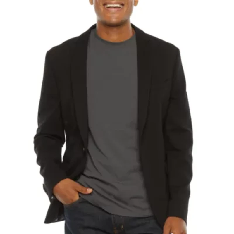 J. Ferrar Mens Knit Stretch Fabric Super Slim Fit Sport Coat