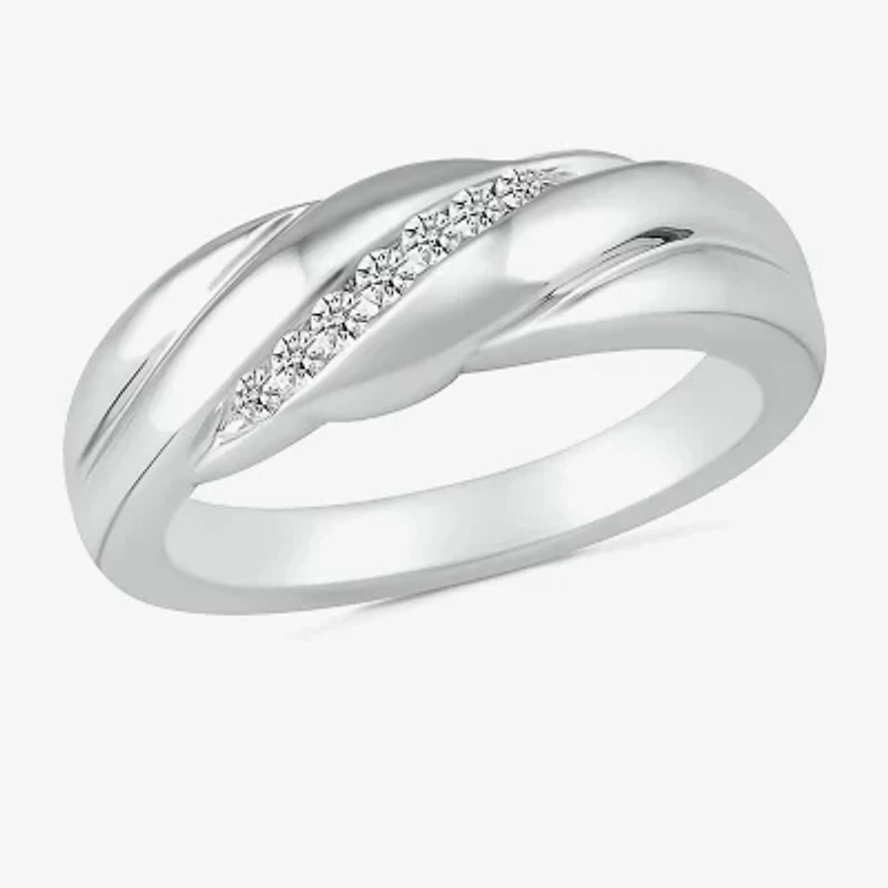 Mens 4MM 1/ CT. T.W. Natural White Diamond 10K Gold Wedding Band