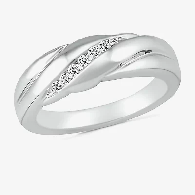 Mens 4MM 1/ CT. T.W. Natural White Diamond 10K Gold Wedding Band