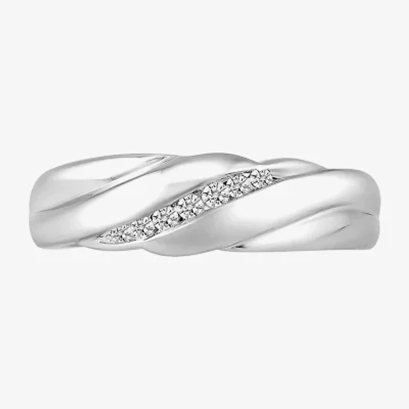 Mens 4MM 1/ CT. T.W. Natural White Diamond 10K Gold Wedding Band