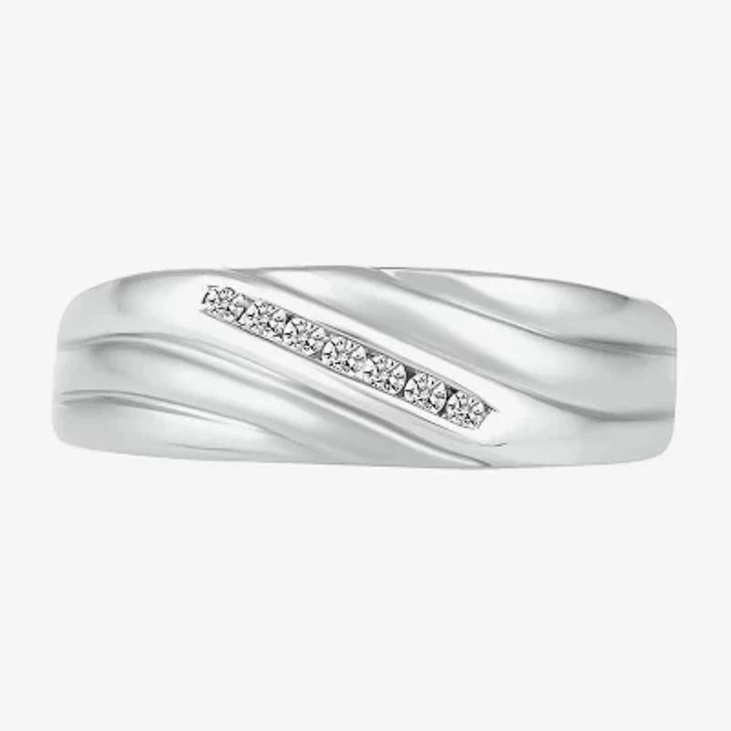 Mens 3.5MM 1/6 CT. T.W. Natural White Diamond 10K Two Tone Gold Wedding Band