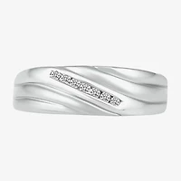 Mens 3.5MM 1/6 CT. T.W. Natural White Diamond 10K Two Tone Gold Wedding Band