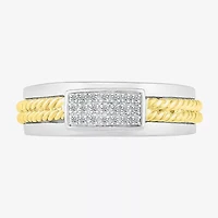 Mens 5.5MM 1/10 CT. T.W. Natural White Diamond 10K Two Tone Gold Wedding Band