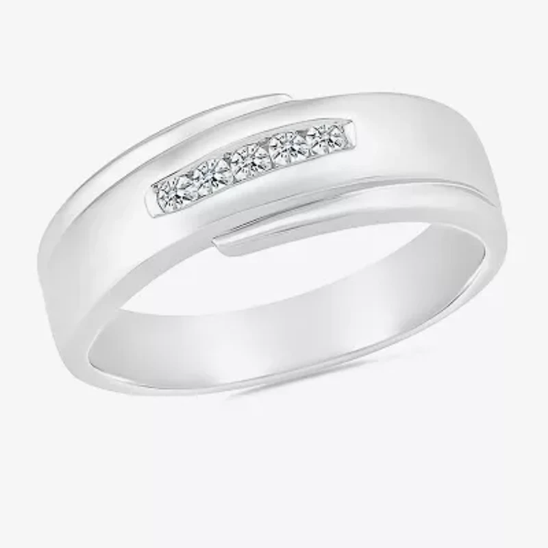 Mens 4.5MM 1/5 CT. Natural White Diamond 10K Two Tone Gold Wedding Band