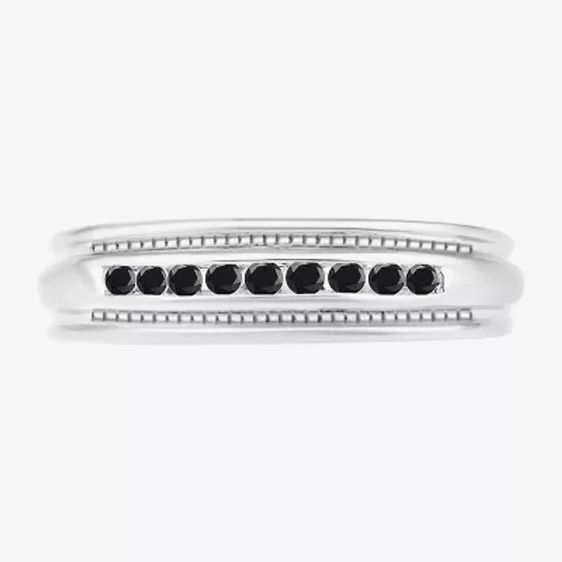 Mens 3MM 1/4 CT. T.W. Natural Black Diamond 10K White Gold Wedding Band