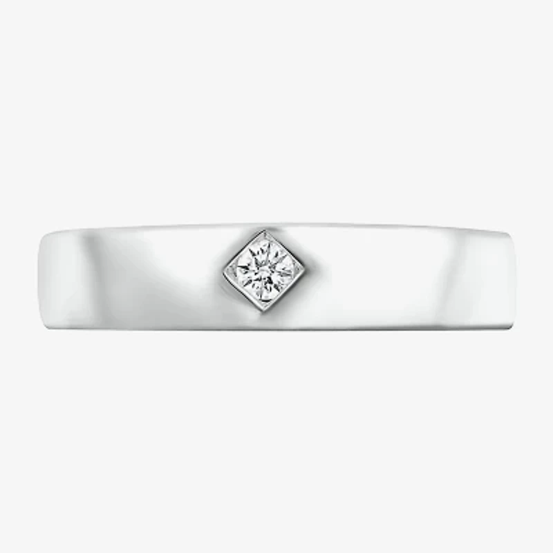Mens 4MM Diamond Accent Natural White 10K Gold Wedding Band