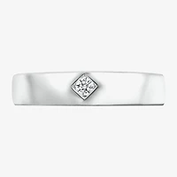 Mens 4MM Diamond Accent Natural White 10K Gold Wedding Band