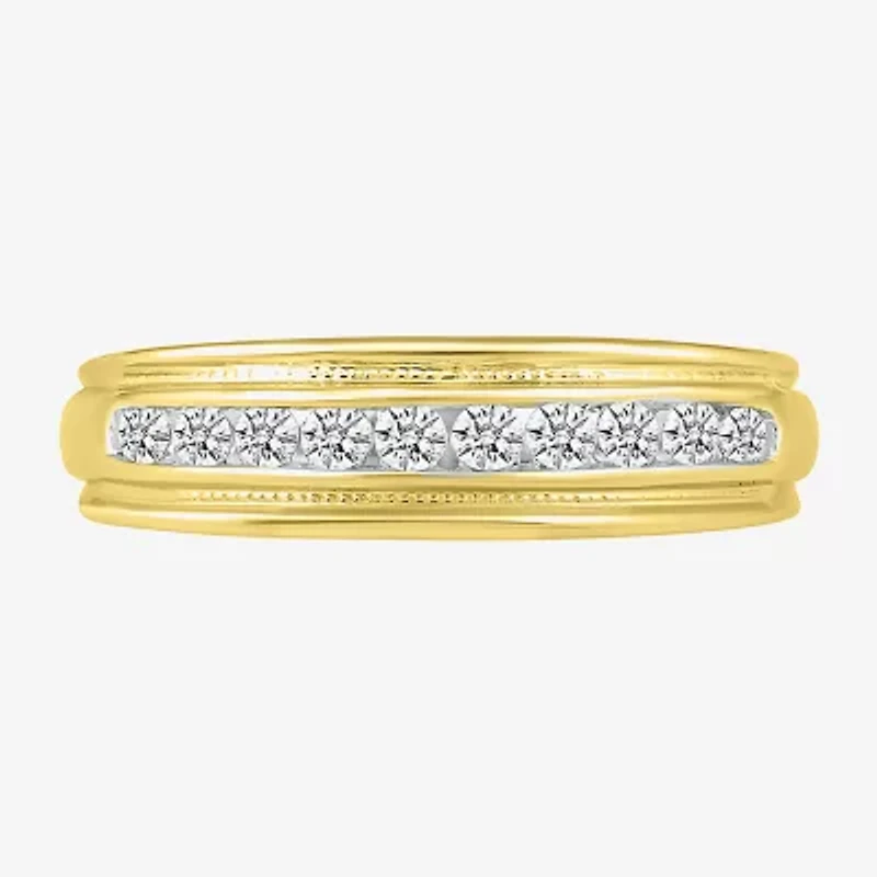 Mens 3.5MM 1/ CT. T.W. Natural White Diamond 14K Gold Wedding Band