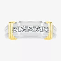 Mens 3MM / CT. T.W. Natural White Diamond 10K Two Tone Gold Wedding Band