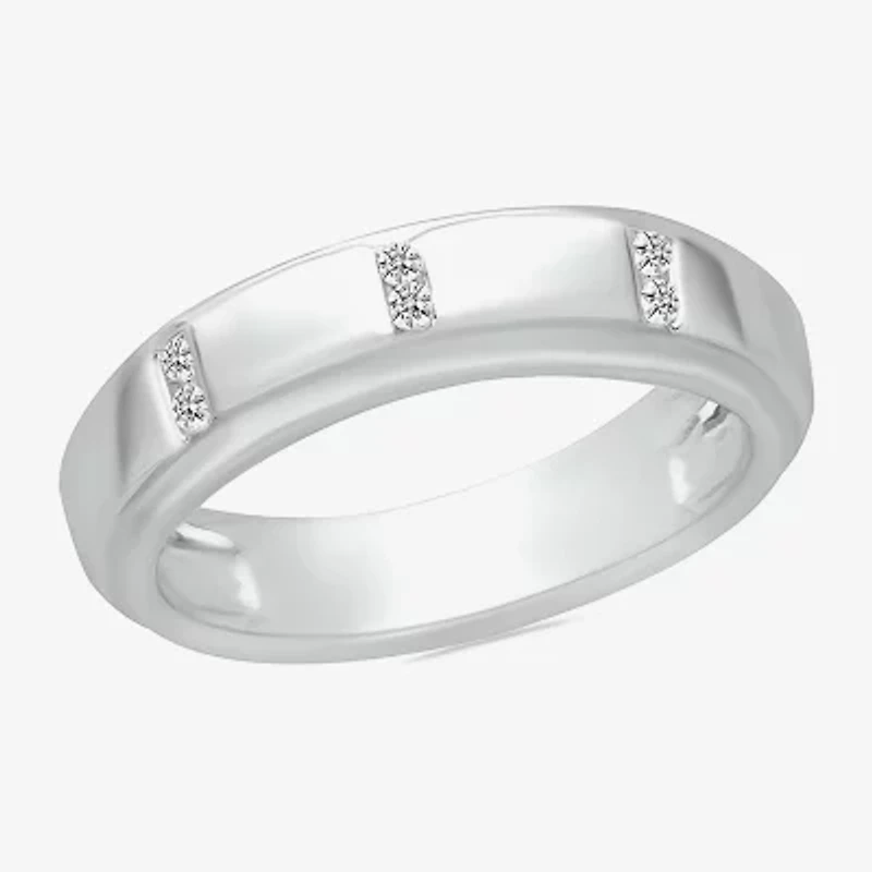 Mens 5MM 1/6 CT. T.W. Natural White Diamond 10K Gold Wedding Band