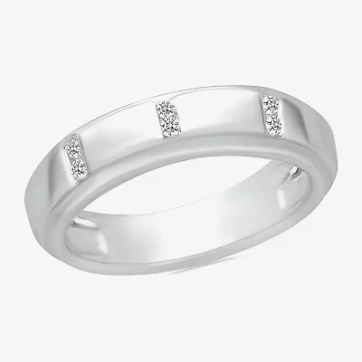 Mens 5MM 1/6 CT. T.W. Natural White Diamond 10K Gold Wedding Band