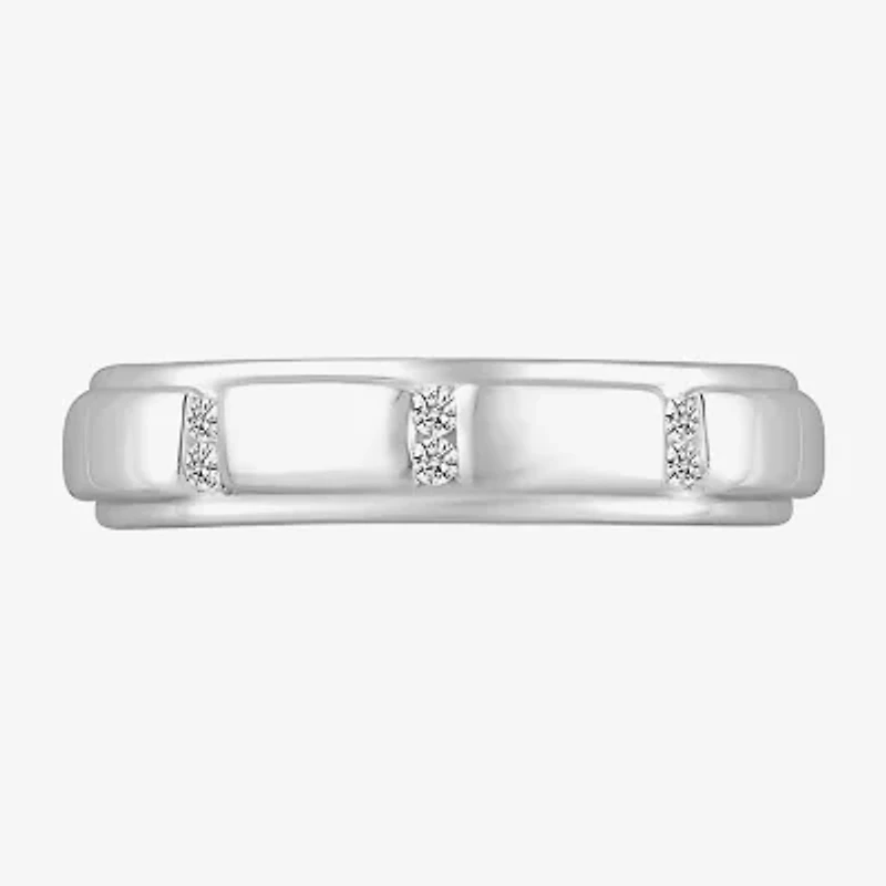 Mens 5MM 1/6 CT. T.W. Natural White Diamond 10K Gold Wedding Band