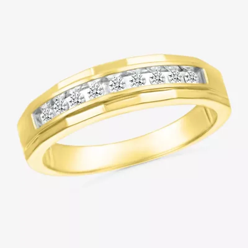Mens 3.5MM / CT. T.W. Natural White Diamond 14K Gold Wedding Band