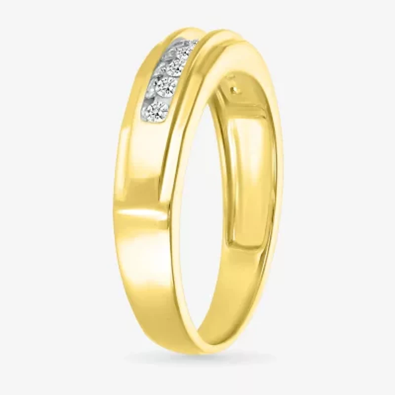 Mens 3.5MM / CT. T.W. Natural White Diamond 14K Gold Wedding Band