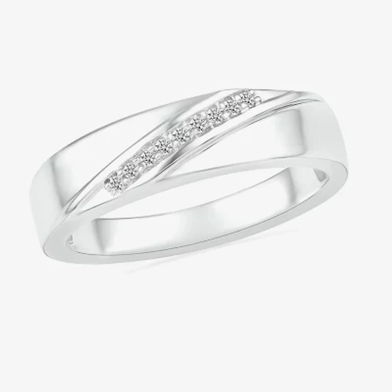 Mens 3.5MM Diamond Accent Natural White 10K Gold Wedding Band