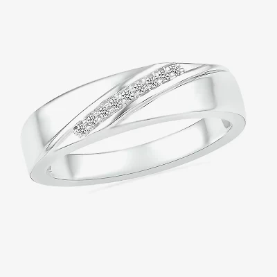 Mens 3.5MM Diamond Accent Natural White 10K Gold Wedding Band