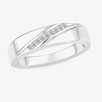Mens 3.5MM Diamond Accent Natural White 10K Gold Wedding Band