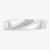 Mens 3.5MM Diamond Accent Natural White 10K Gold Wedding Band