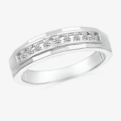 Mens 3.5MM 1/4 CT. T.W. Natural White Diamond 14K Gold Wedding Band