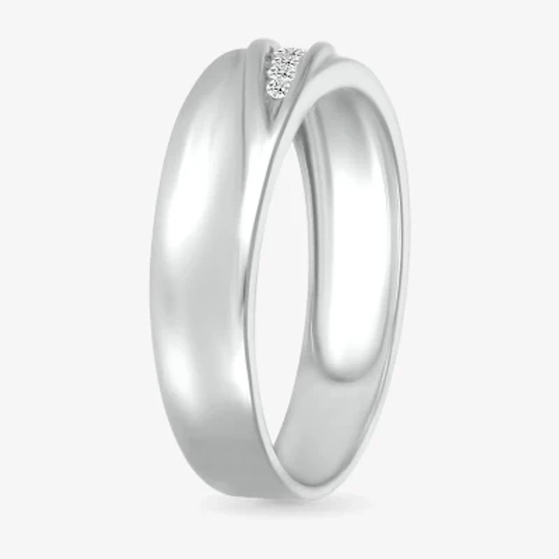 Mens 5MM 1/6 CT. T.W. Natural White Diamond 10K Gold Wedding Band