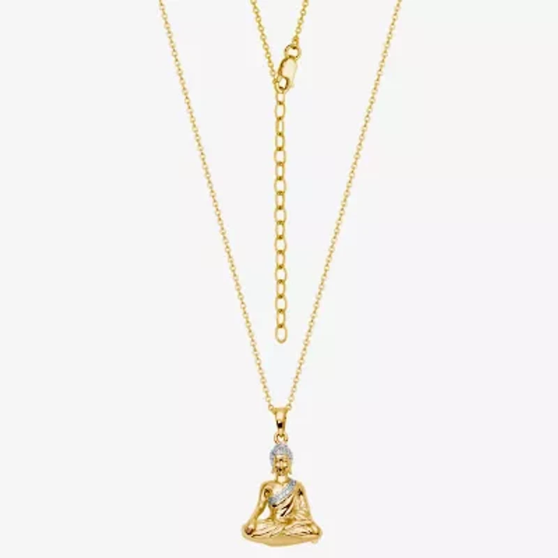 Womens 1/4 CT. T.W. Simulated Cubic Zirconia Sterling Silver Buddha Pendant Necklace
