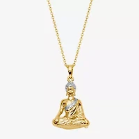 Womens 1/4 CT. T.W. Simulated Cubic Zirconia Sterling Silver Buddha Pendant Necklace
