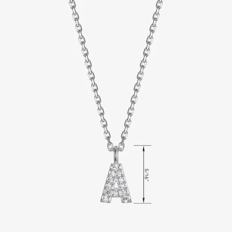 Womens Diamond Accent Cubic Zirconia Sterling Silver Round 18 Inch Pendant Necklace